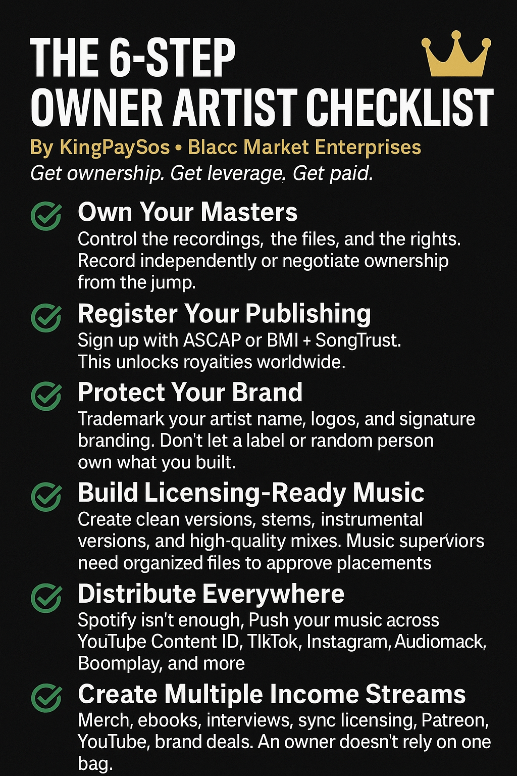 The 6 Step Owner Artist&nbsp;Checklist